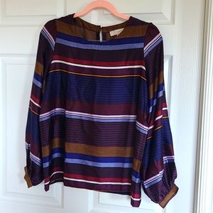 Loft bishop sleeve contemporary stripe blouse